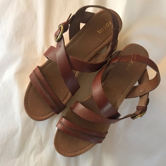 Fossil Shoes - Fossil Corked Platform Strapped Wedge Sandals